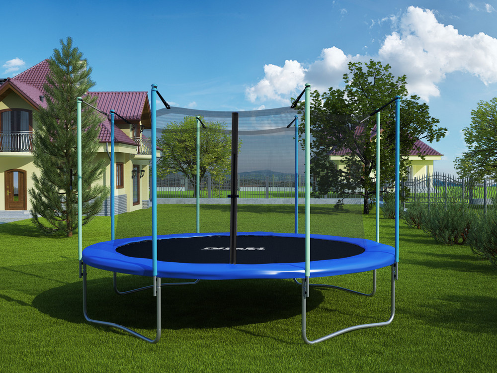 Батут Atlas Sport 374 см (12 ft) с внутренней сеткой и лестницей BLUE Батут Atlas Sport 374 см (12 ft) с внутренней сеткой и лестницей BLUE